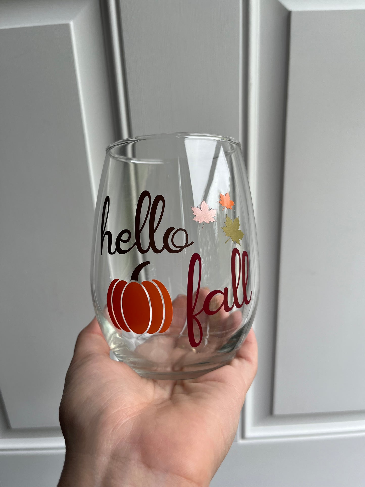 Hello Fall Wine Glass