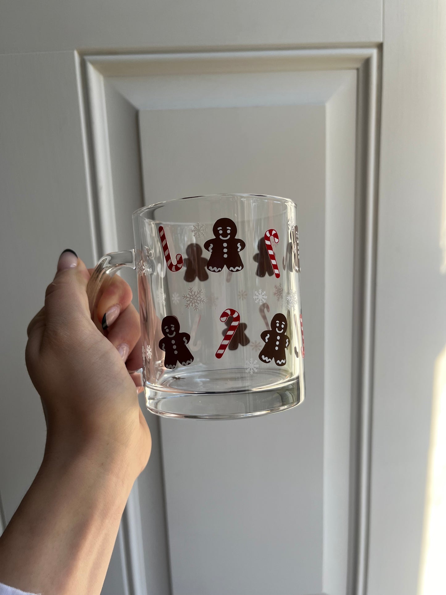 Gingerbread Candy Cane Glass Mug