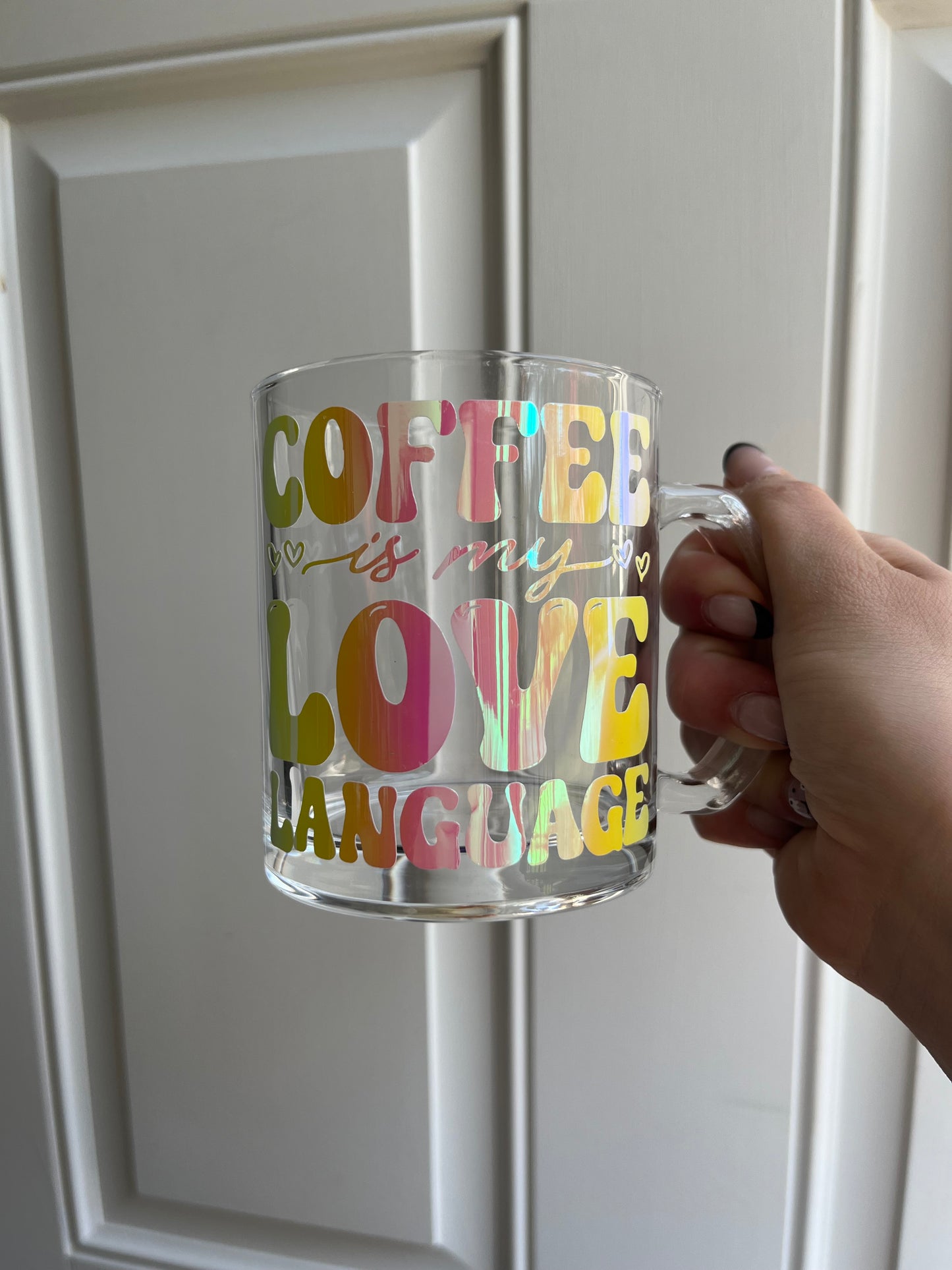 Coffee Love Language Chrome Glass Mug