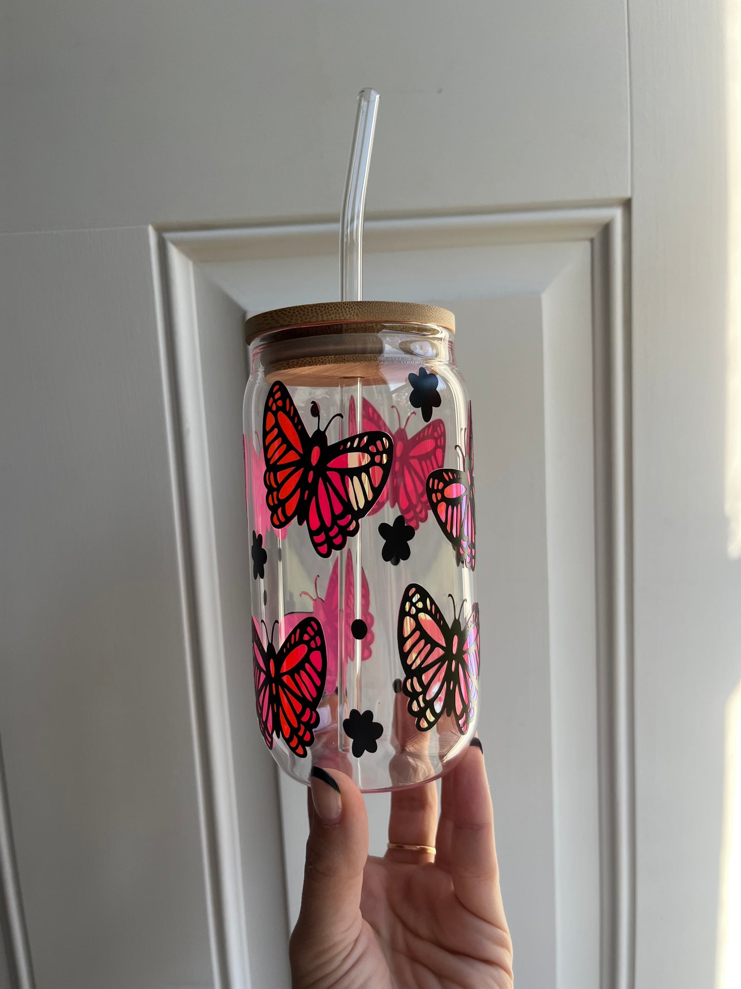 Butterfly Chrome Tumbler Glass