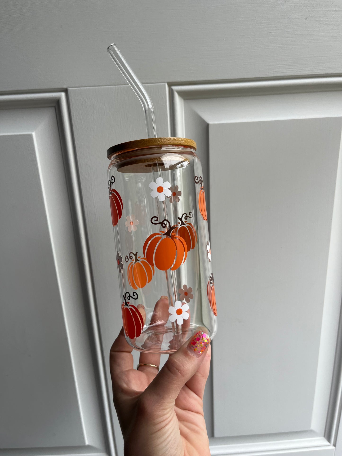 Pumpkin Flower Glass